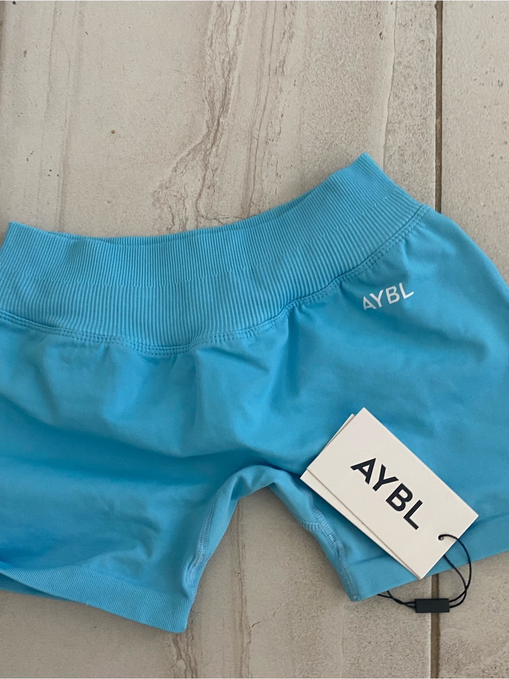 AYBL Women’s Bright Blue Ribbed Waist Bike Shorts